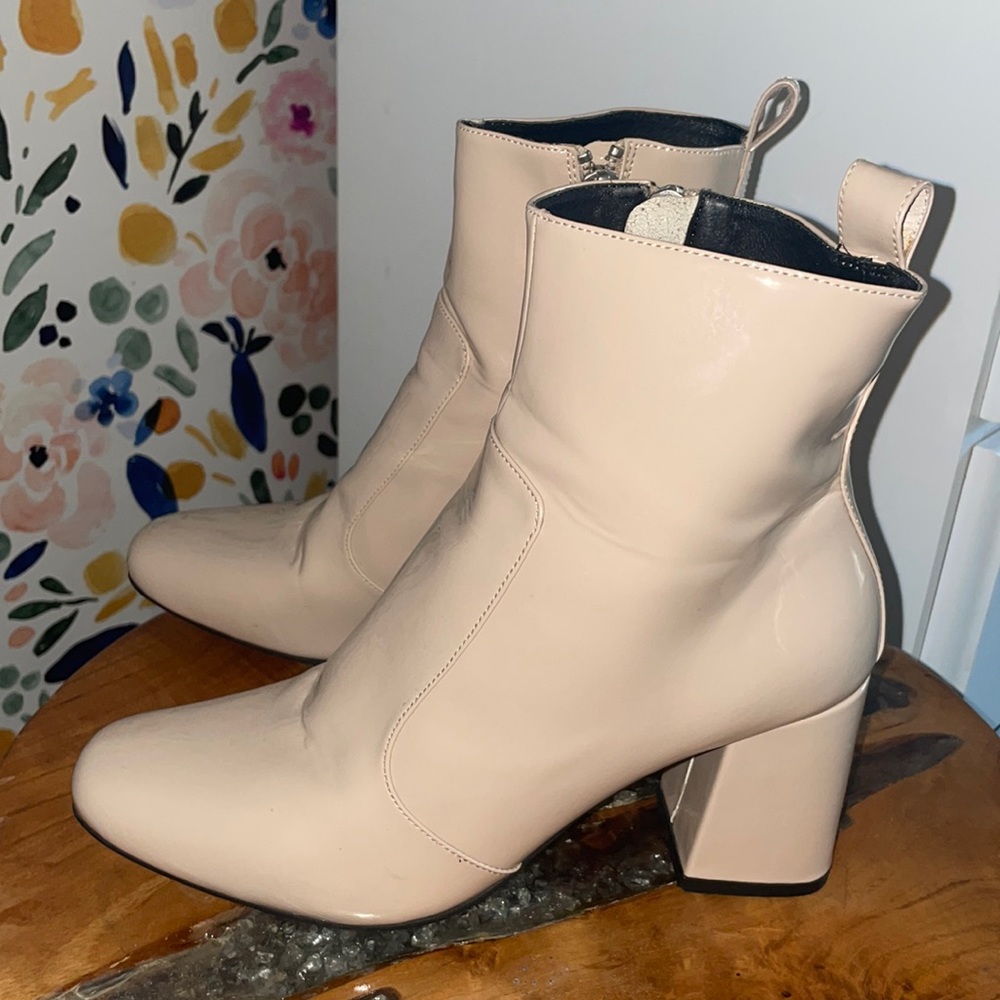 Nude Patent Leather Booties
